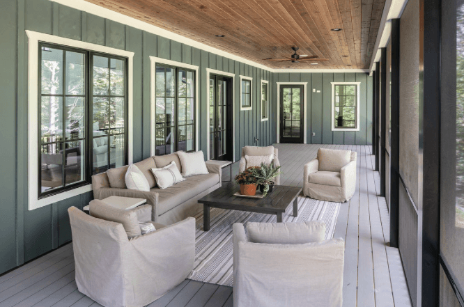 patio with lots of wooden windows