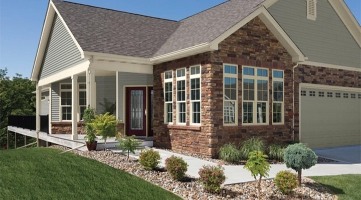 Vinyl-windows from Pella on a residential home