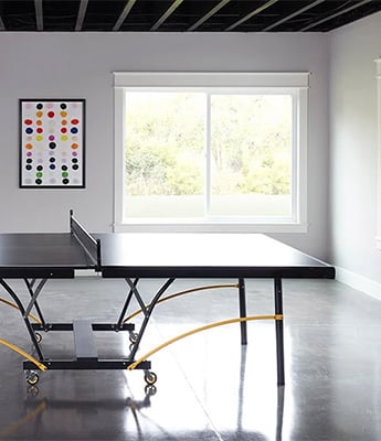 Vinyl-windows for a gameroom