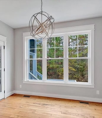 Vinyl-windows in a bedroom