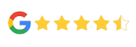 Google logo with 5 yellow stars representing excellent customer reviews